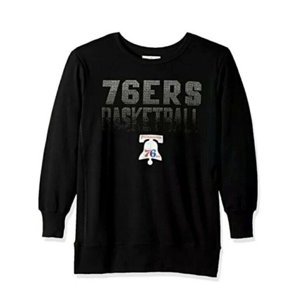NBA Philadelphia 76ers Womens Size M Showtime Pull Over Sweater GIII 4 Her Black